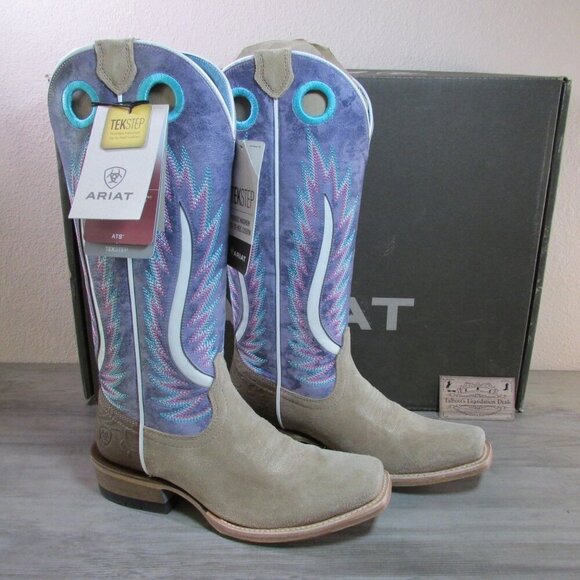 Ariat Shoes - Ariat Women's Futurity Fort Worth 14" Embroidery Inlay Boot Taupe/Lavender Field